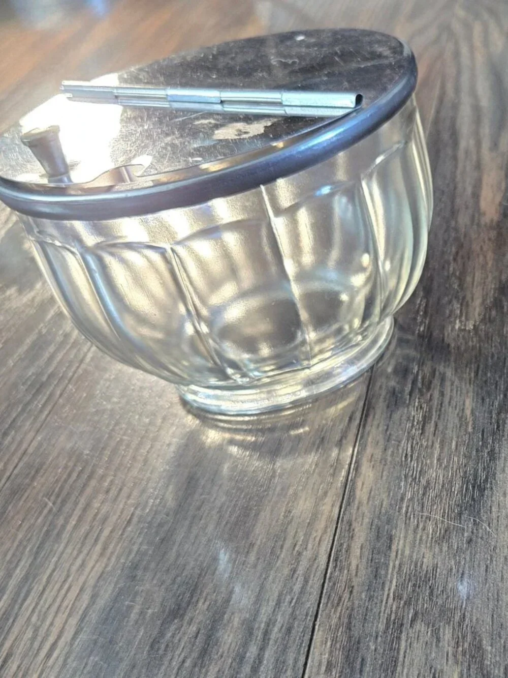 Vintage (30s-50s) BLOOMFIELD Glass Paneled Flip Top Sugar Bowl